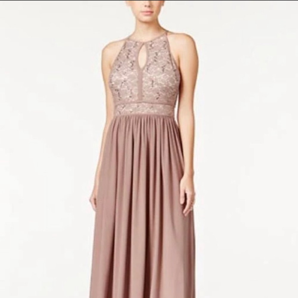 New Nightway Sleeveless Taupe Ivory Colored Sequin Maxi Dress, Size: 6